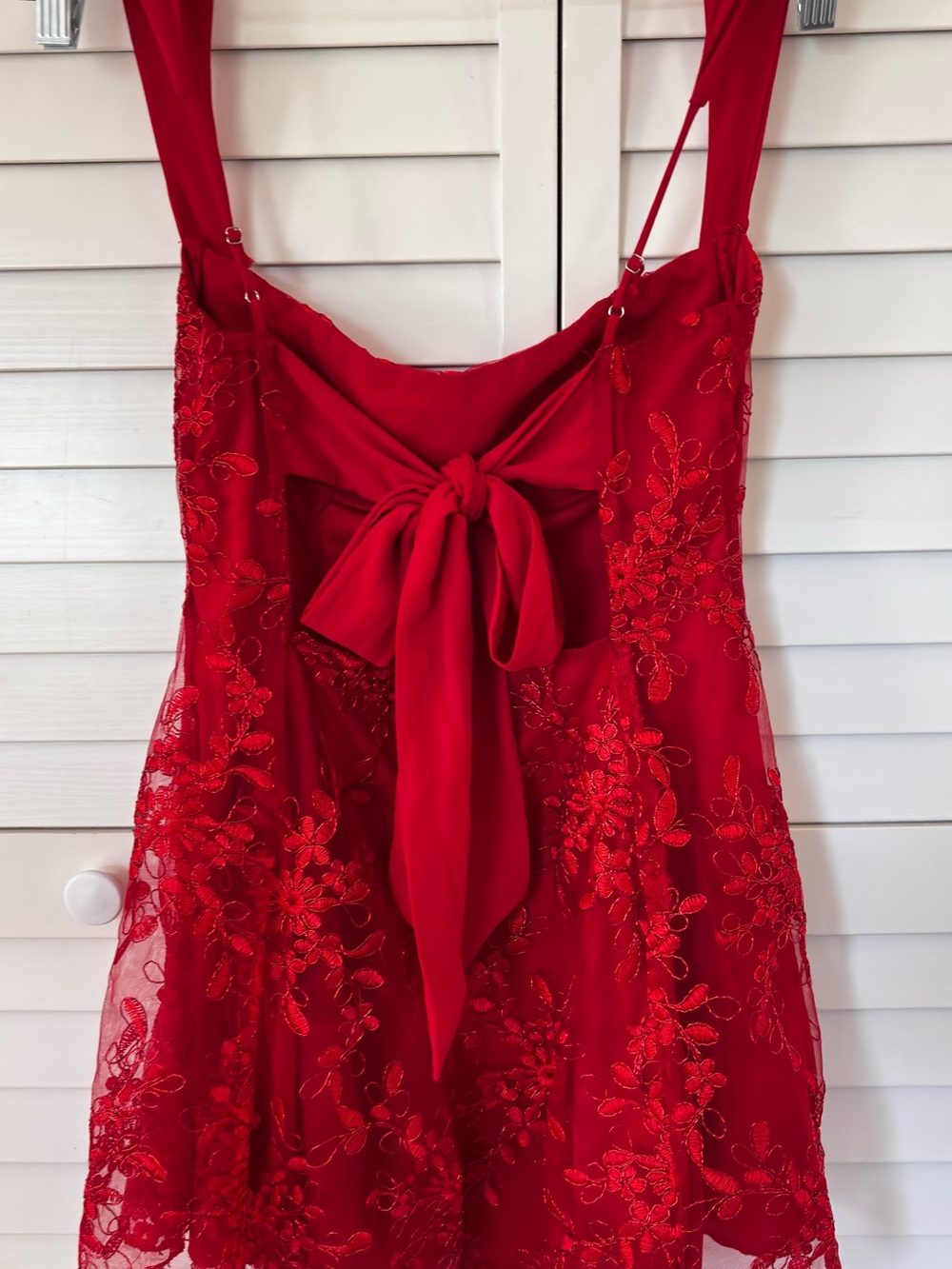 Lucy in the Sky Red Floral Embroidered Sleeveless Dress - Picture 2 of 4